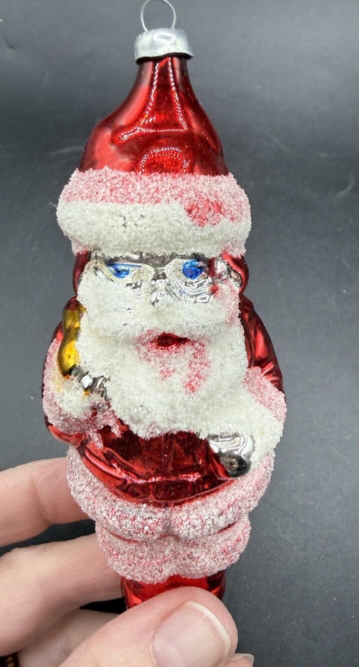 Fantasia Glass Santa Ornament Poland Vintage Rare BG1
